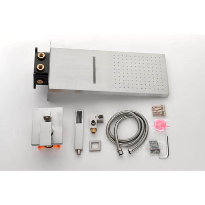  1-Spray Wall Mounted Waterfall Dual Rain Shower System 1.5 GPM In Brushed Nickel