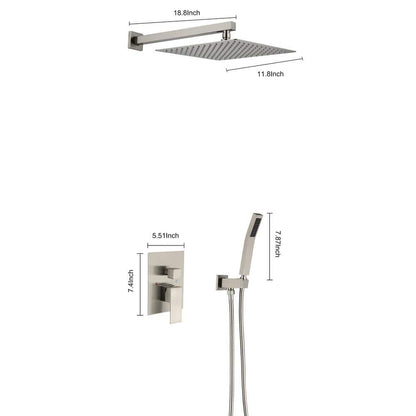  1-Spray Patterns Dual Wall Mount With Shower Head 1.5GPM, In Brushed Nickel