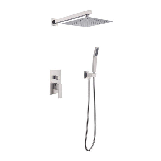  1-Spray Patterns Shower Head With Dual Wall Mount 1.5 GPM In Brushed Nickel