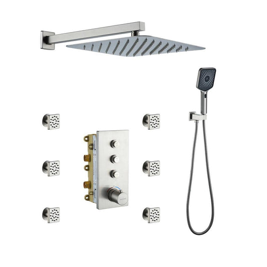  3-Spray 1.8 GPM High Pressure Wall Mount Dual Shower Head/Handheld Shower Combo In Brushed Nickel