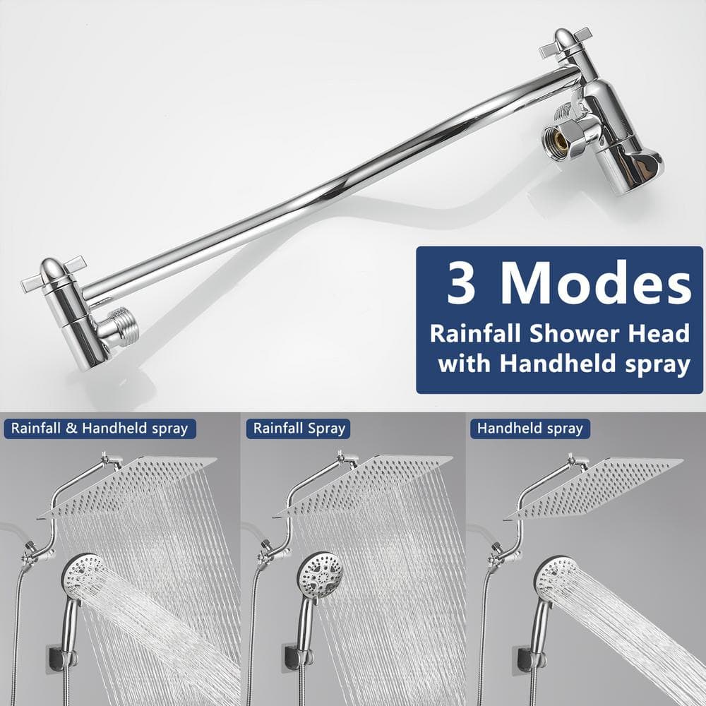  7-spray Dual Shower Head And Handheld Shower Head In Brushed Nickel
