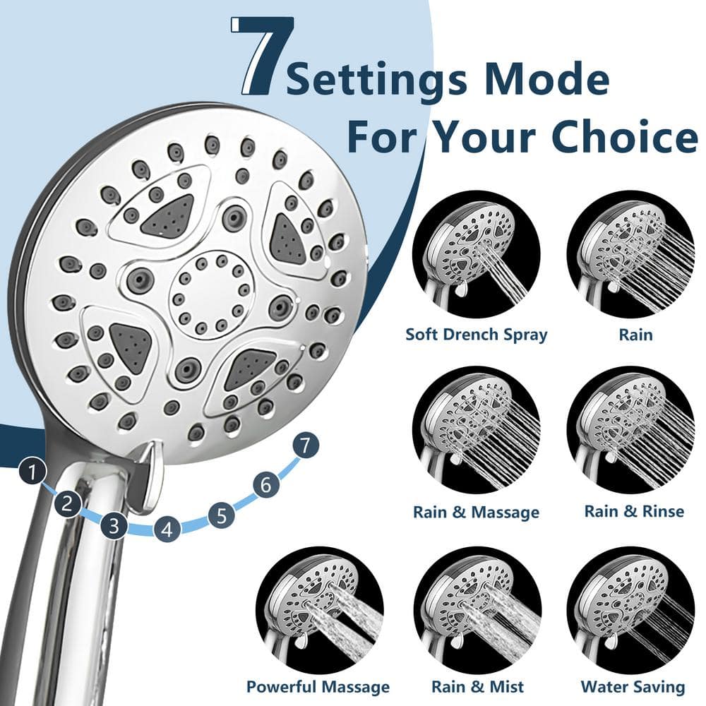  7-spray Dual Shower Head And Handheld Shower Head In Brushed Nickel
