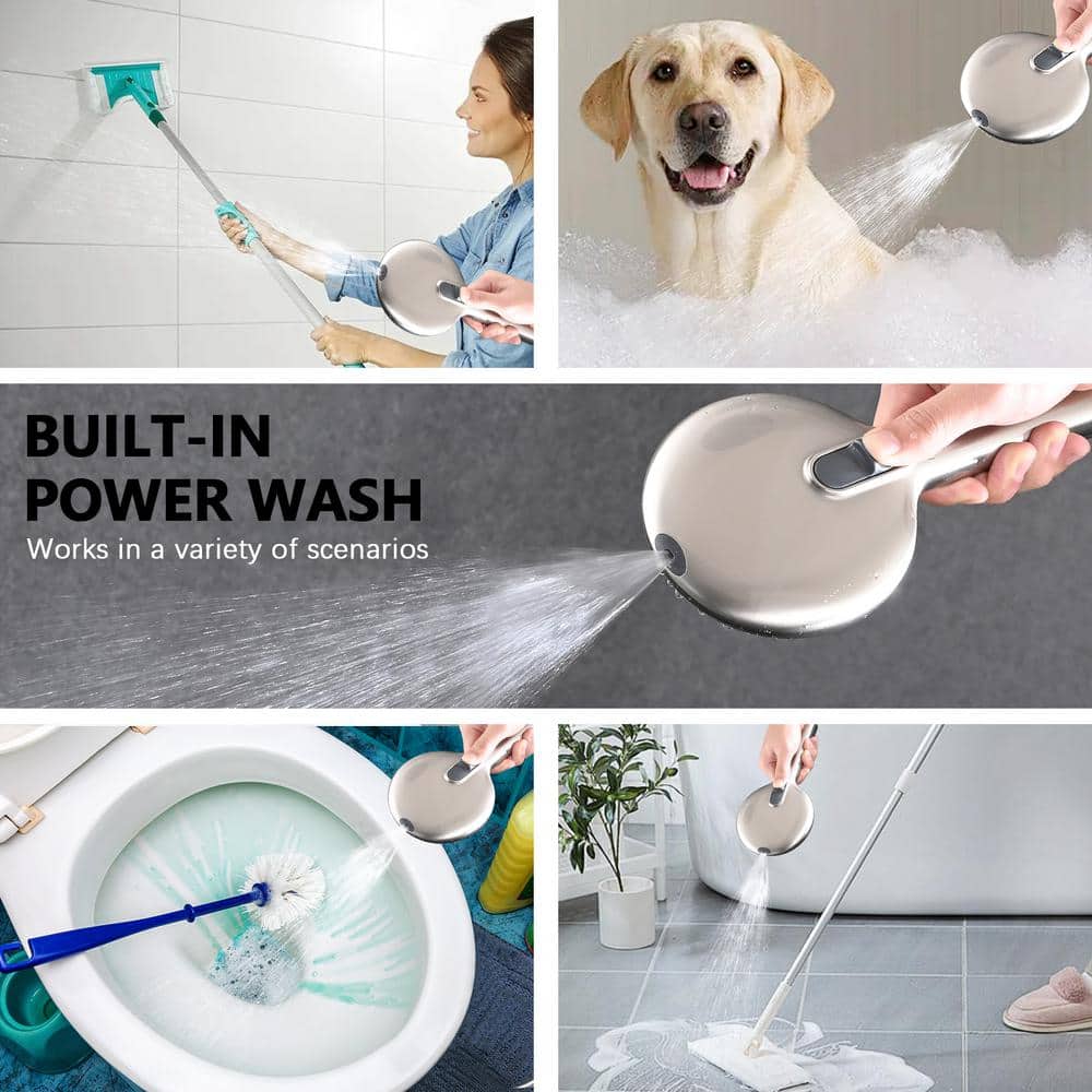  3-Spray Patterns Freestanding Round Dual Handheld Shower Head 1.8 GPM In Brushed Nickel