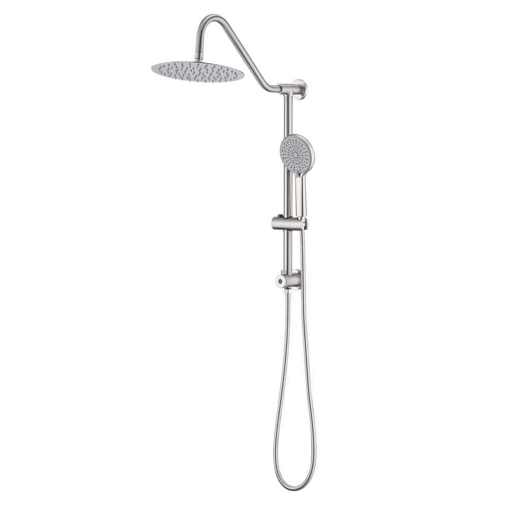  3-Spray Patterns Freestanding Round Dual Handheld Shower Head 1.8 GPM In Brushed Nickel