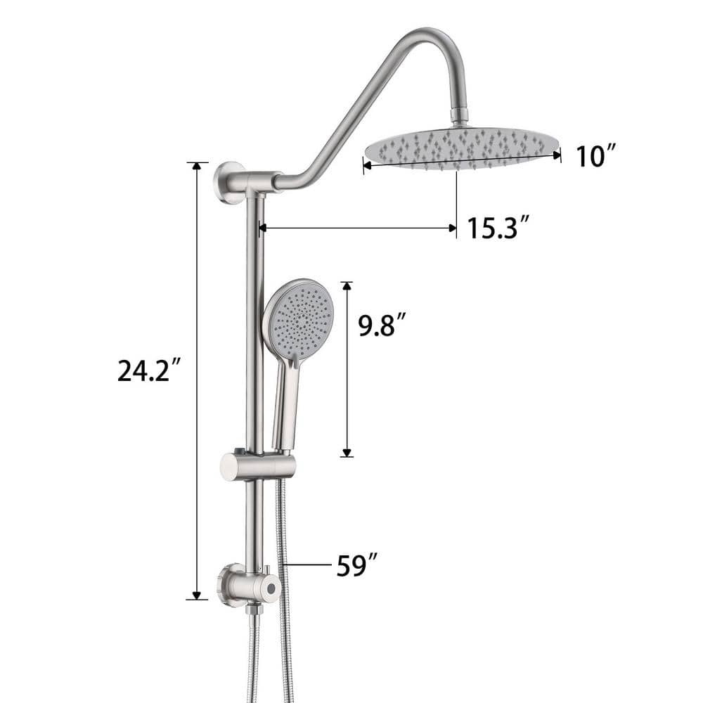  3-Spray Patterns Freestanding Round Dual Handheld Shower Head 1.8 GPM In Brushed Nickel