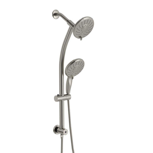  5-Spray 5 In. Wall Mount 1.8 GPM Dual Shower Head And Handheld Shower Head In Brushed Nickel