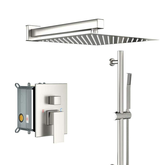  1-Spray 10 In. 1.8 GPM Dual Ceiling Mount Shower Head And Handheld Shower Head In Brushed Nickel