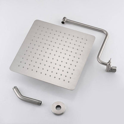  1-Spray Patterns With 2 GPM 12 In. Wall Mount Rain Fixed Shower Head In Brushed Nickel