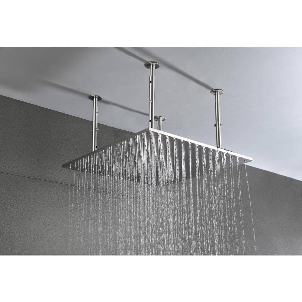 1-Spray Patterns 1.8GPM 19.68 In. Ceiling Mount Fixed Shower Head In Brushed Nickel
