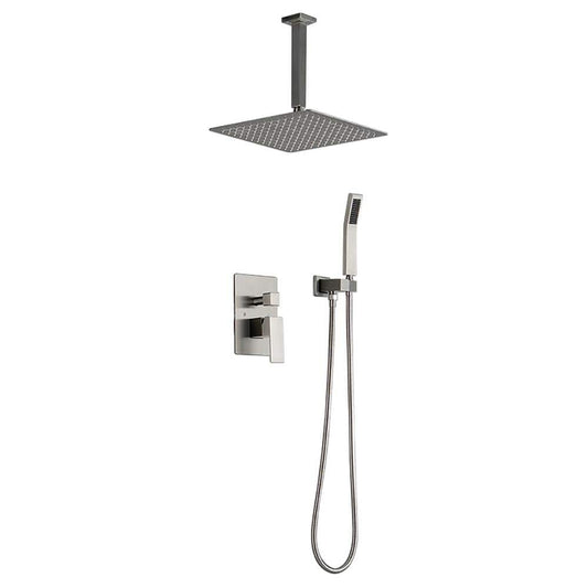 2-Spray Patterns With 0 In. 2.5 Gpm In Wall Mount Fixed Shower Head In Brushed Nickel