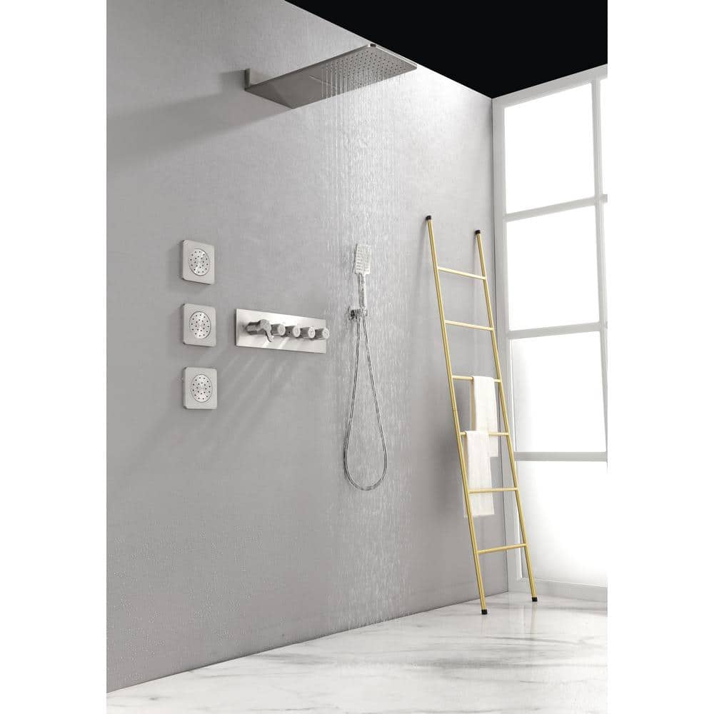  3-Spray Wall Mounted Handheld Shower Head 0 In.2.5 GPM In Brushed Nickel