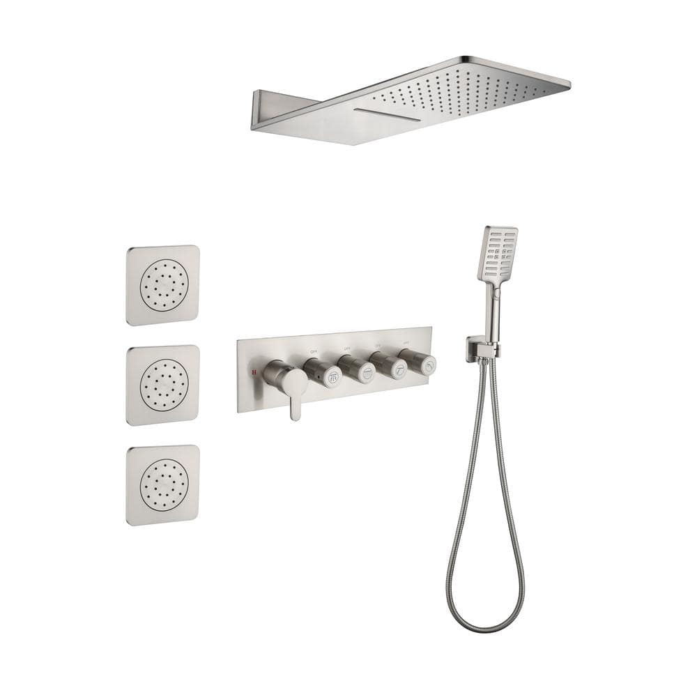  3-Spray Wall Mounted Handheld Shower Head 0 In.2.5 GPM In Brushed Nickel