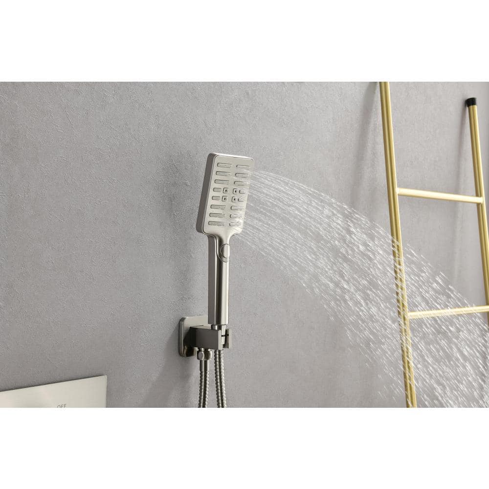  3-Spray Wall Mounted Handheld Shower Head 0 In.2.5 GPM In Brushed Nickel