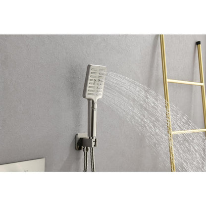  3-Spray Wall Mounted Handheld Shower Head 0 In.2.5 GPM In Brushed Nickel