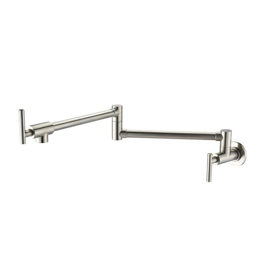 Double Handles Wall Mounted Pot Filler In Brushed Nickel