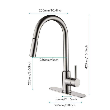  Deck Mount High-Arc Kitchen Faucet With Pull Down Sprayer In Brushed Nickel