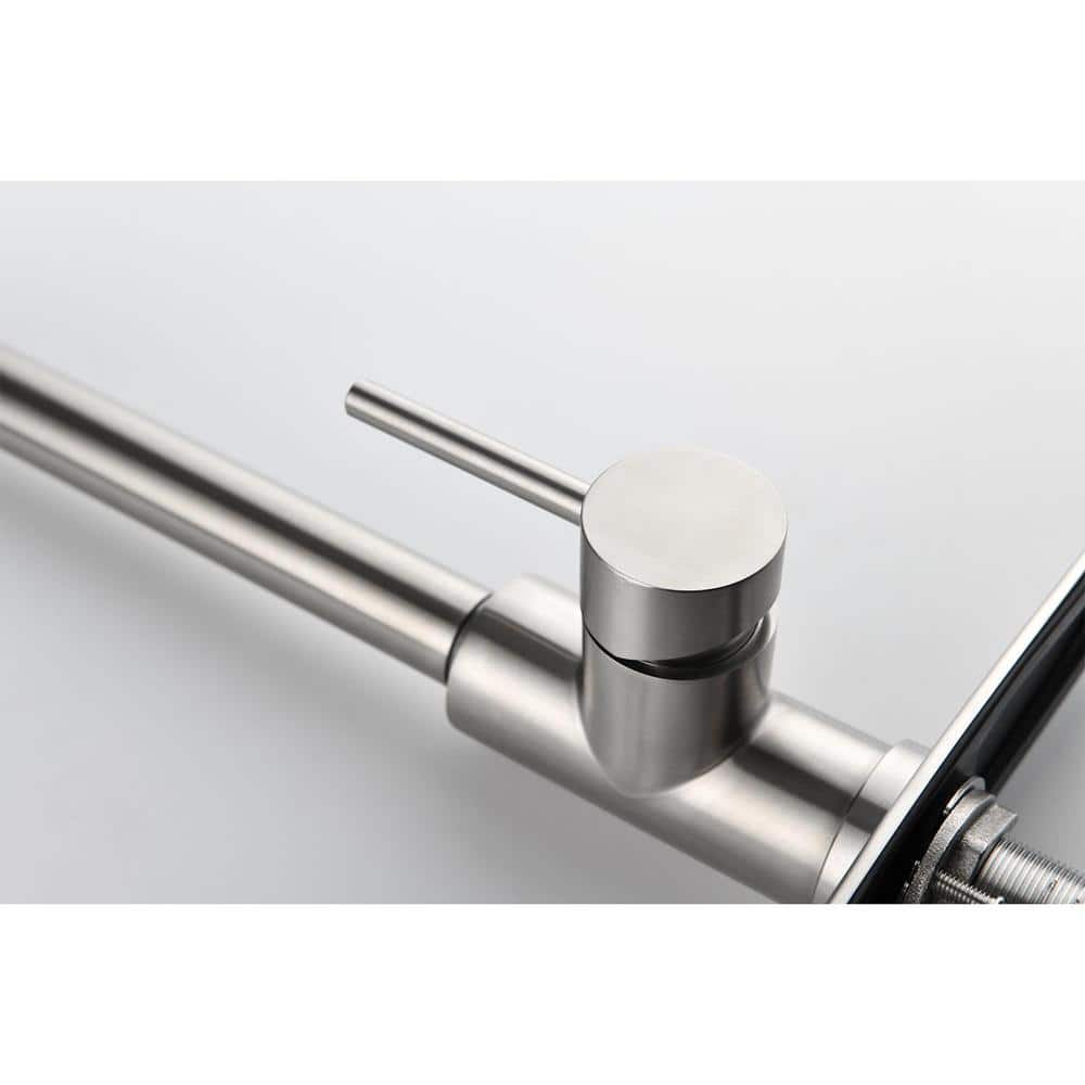  Deck Mount High-Arc Kitchen Faucet With Pull Down Sprayer In Brushed Nickel