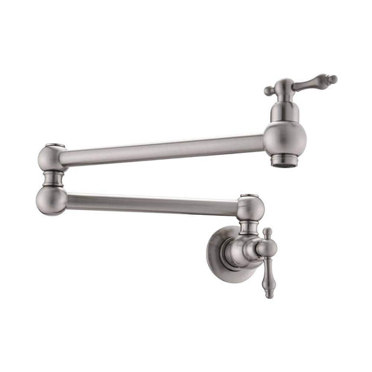  Wall Mount Folding Kitchen Pot Filler Faucet In Brushed Nickel