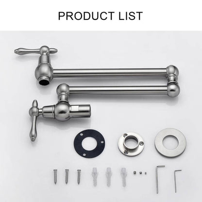  Pot Filler Faucet-Wall Mount Kitchen Sink Faucet Folding Stretchable With Single Hole 2-Handles