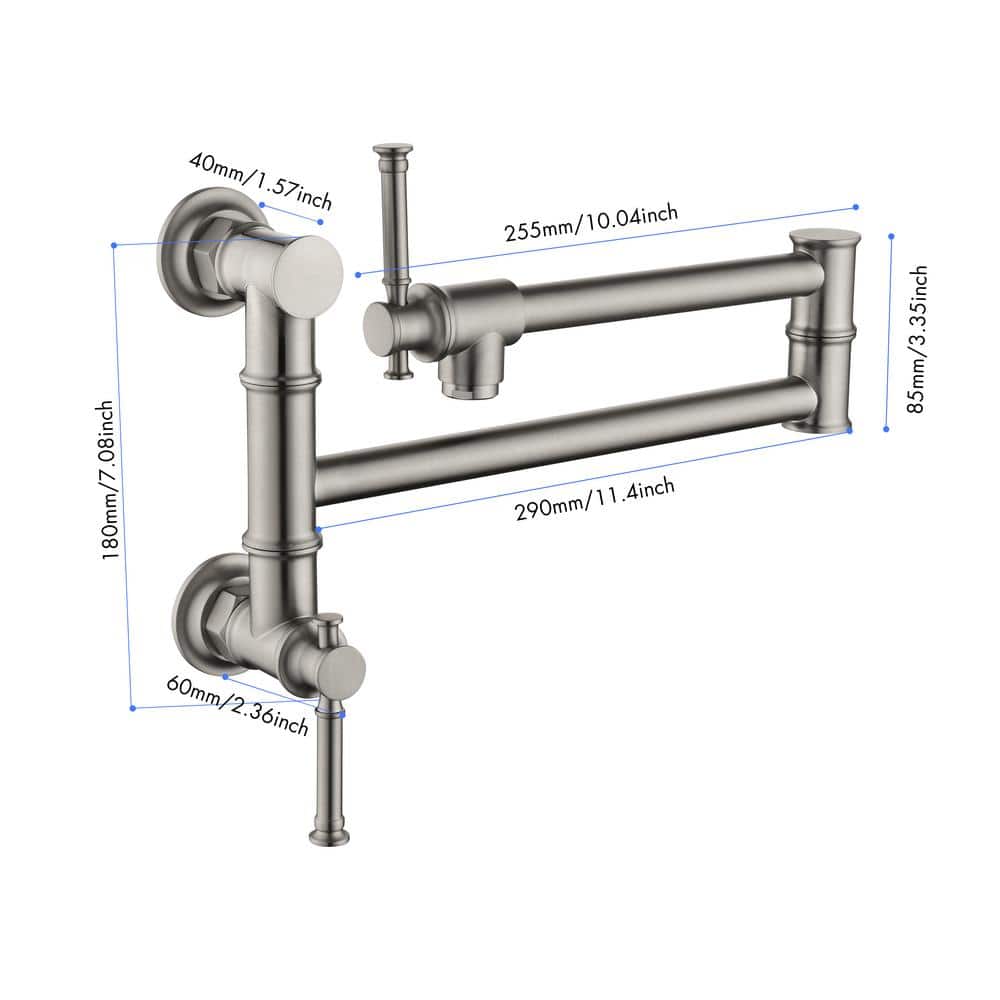  Pot Filler Faucet Wall Mount Pot Filler Faucet, Modern Brass Pot Filler Two-Attachment Wall Mount Folding Kitchen