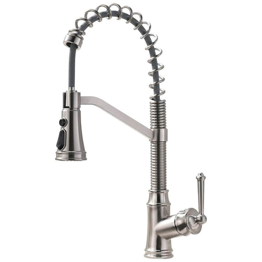  Kitchen Sink Single-Handle Pull Down Sprayer Kitchen Faucet, High Arc Faucet For Laundry Utility RV In Brushed Nickel