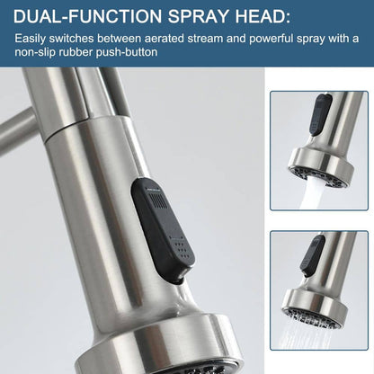  Single Handle Pull Down Sprayer Kitchen Faucet Single Handle With LED Light In Brushed Nickel