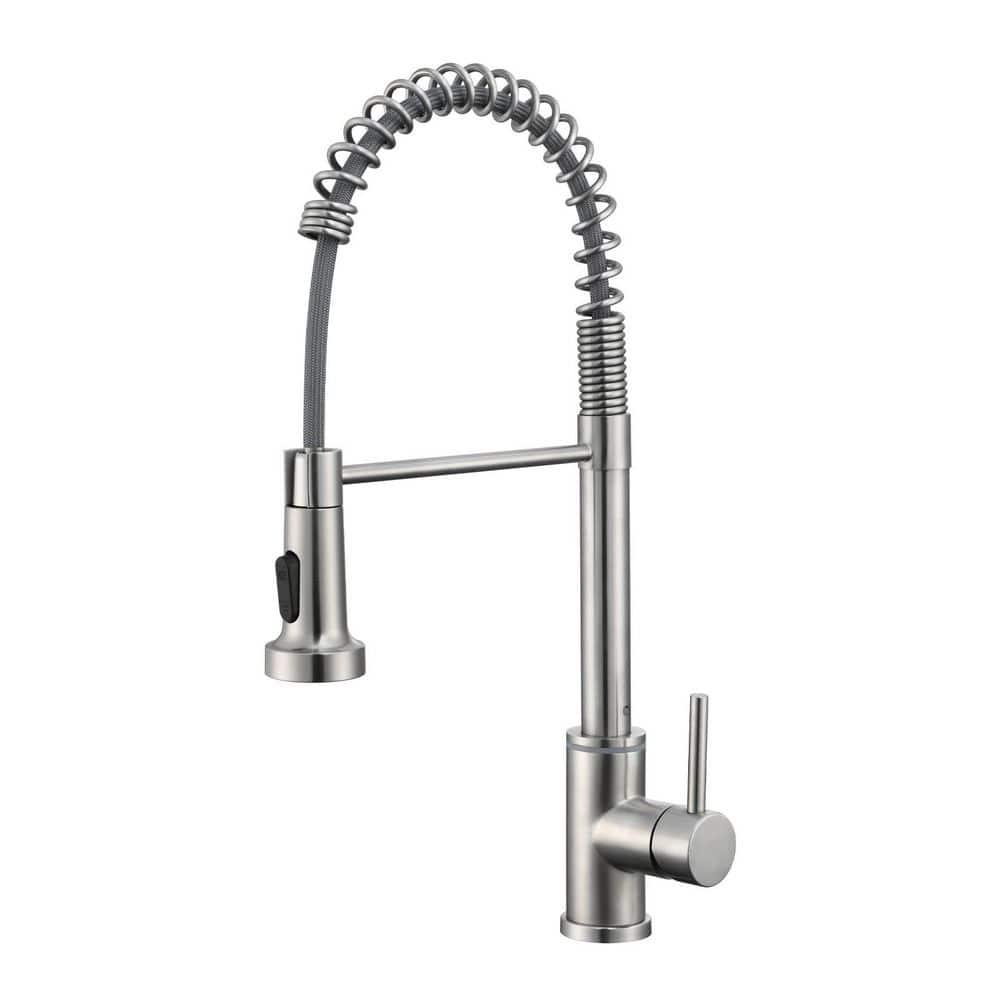  Single Handle Pull Down Sprayer Kitchen Faucet Single Handle With LED Light In Brushed Nickel