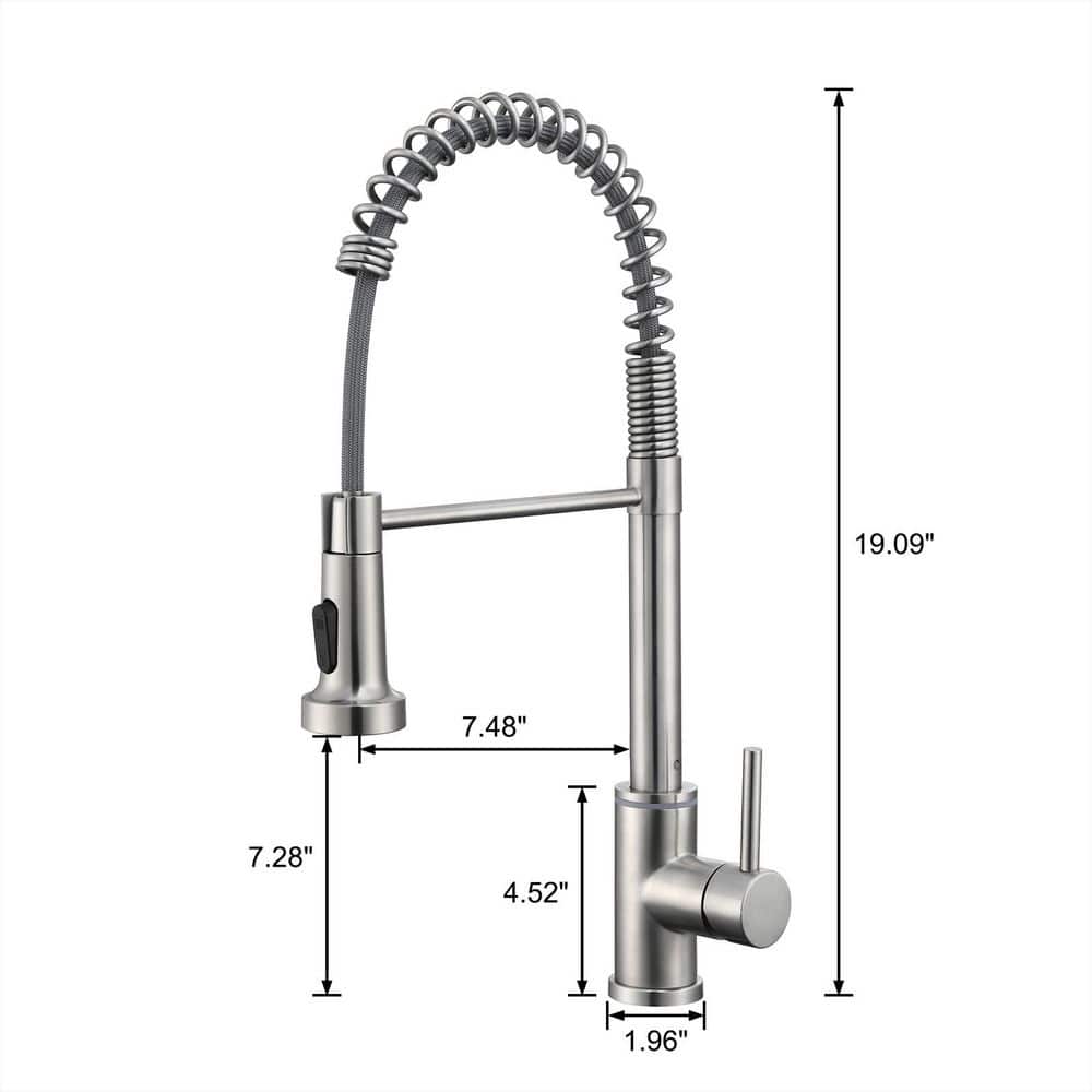  Single Handle Pull Down Sprayer Kitchen Faucet Single Handle With LED Light In Brushed Nickel