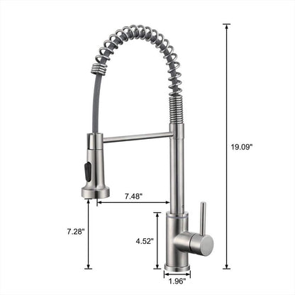  Single Handle Pull Down Sprayer Kitchen Faucet Single Handle With LED Light In Brushed Nickel