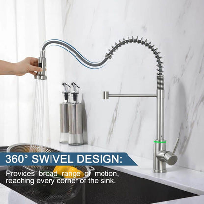  Single Handle Pull Down Sprayer Kitchen Faucet Single Handle With LED Light In Brushed Nickel