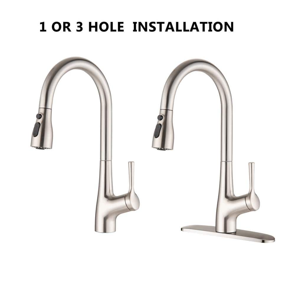  Single Handle Pull Down Sprayer Kitchen Faucet With In Brushed Nickel