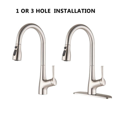  Single Handle Pull Down Sprayer Kitchen Faucet With In Brushed Nickel