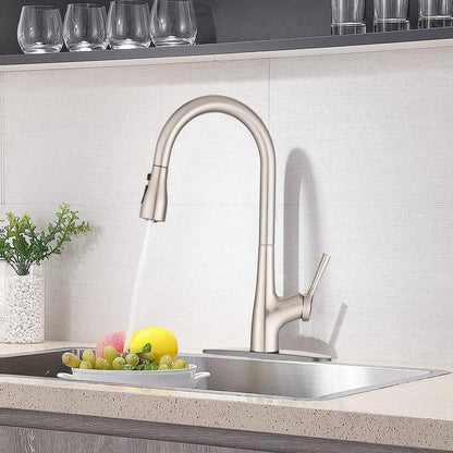  Single Handle Pull Down Sprayer Kitchen Faucet With In Brushed Nickel