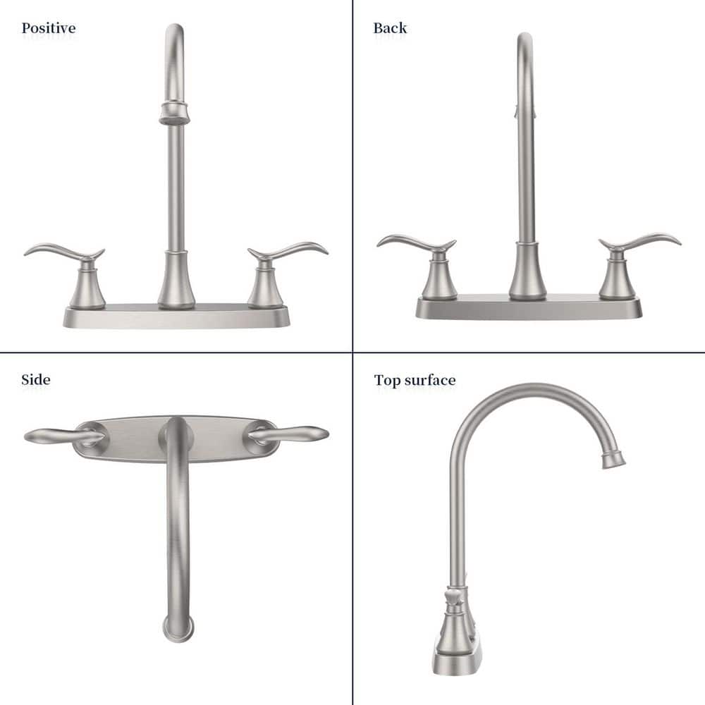  13.18 In. Brushed Nickel Single Handle High-Arc Pull-Out Kitchen Faucet With Pull-Down Sprayer 360° Spout Swivel