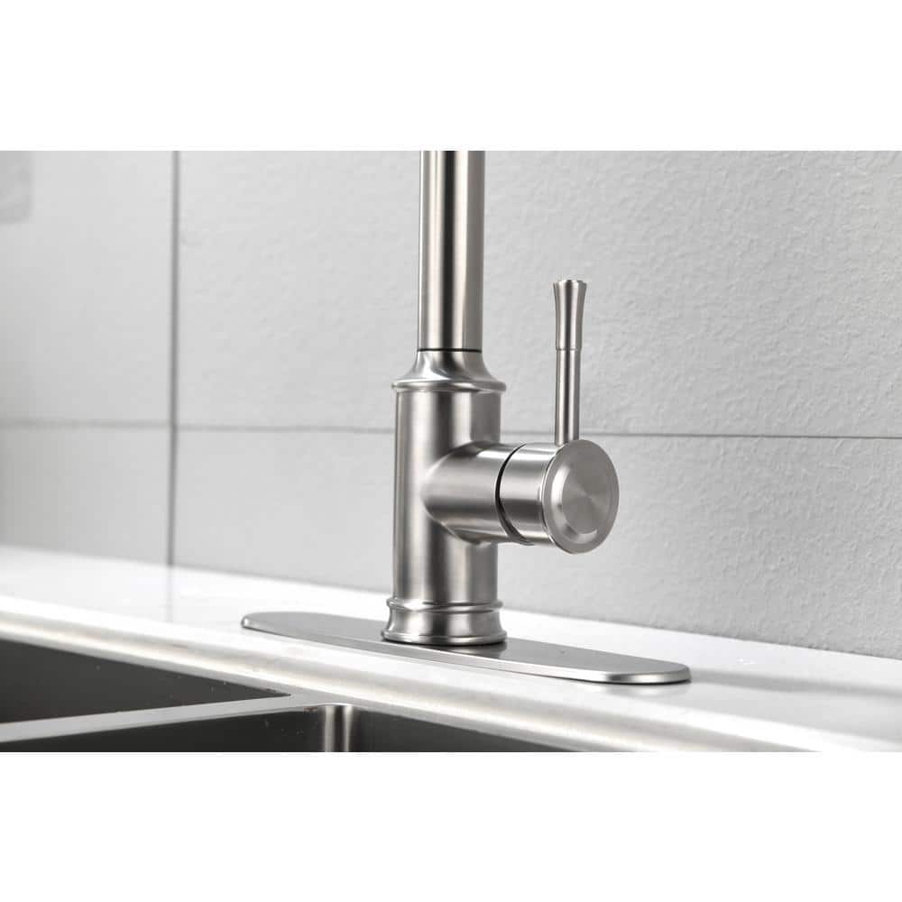  Single Handle High Arc Pull Out Kitchen Faucet, Single Level Stainless Steel Sink Faucets With Pull Down Sprayer