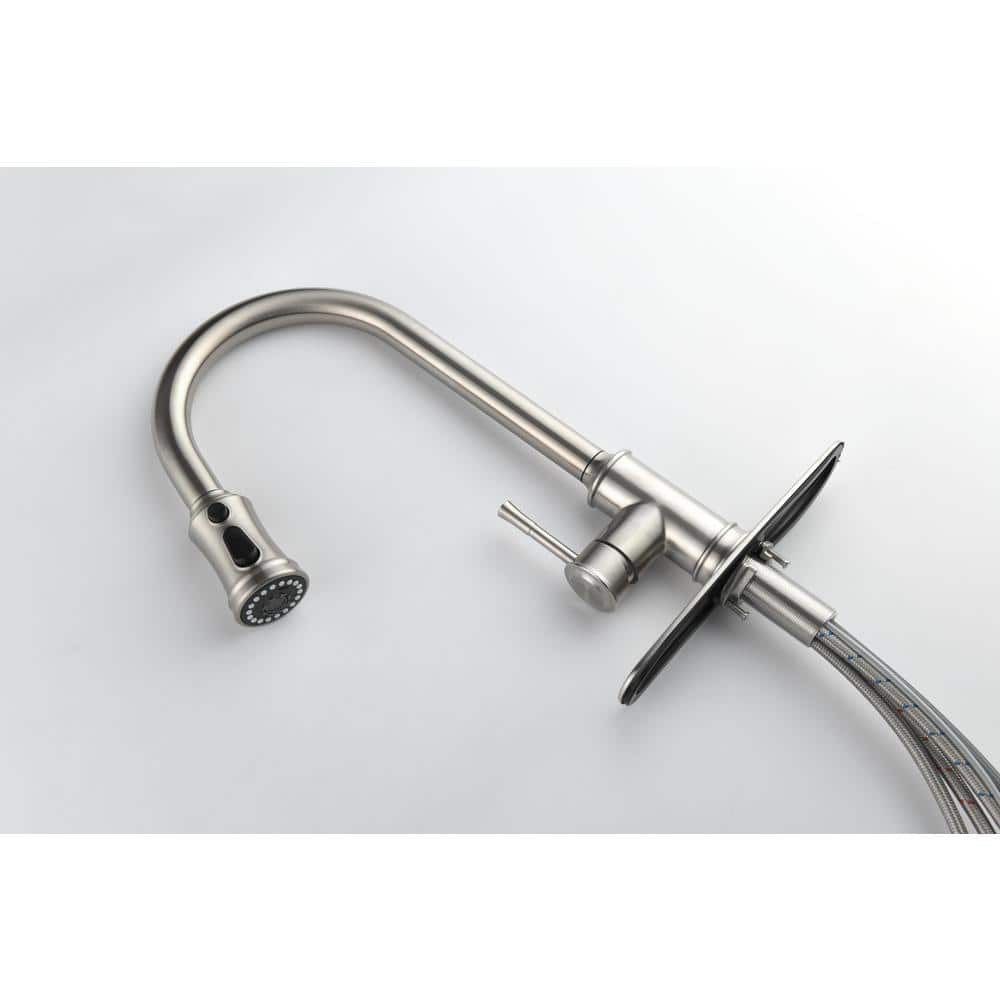  Single Handle High Arc Pull Out Kitchen Faucet, Single Level Stainless Steel Sink Faucets With Pull Down Sprayer