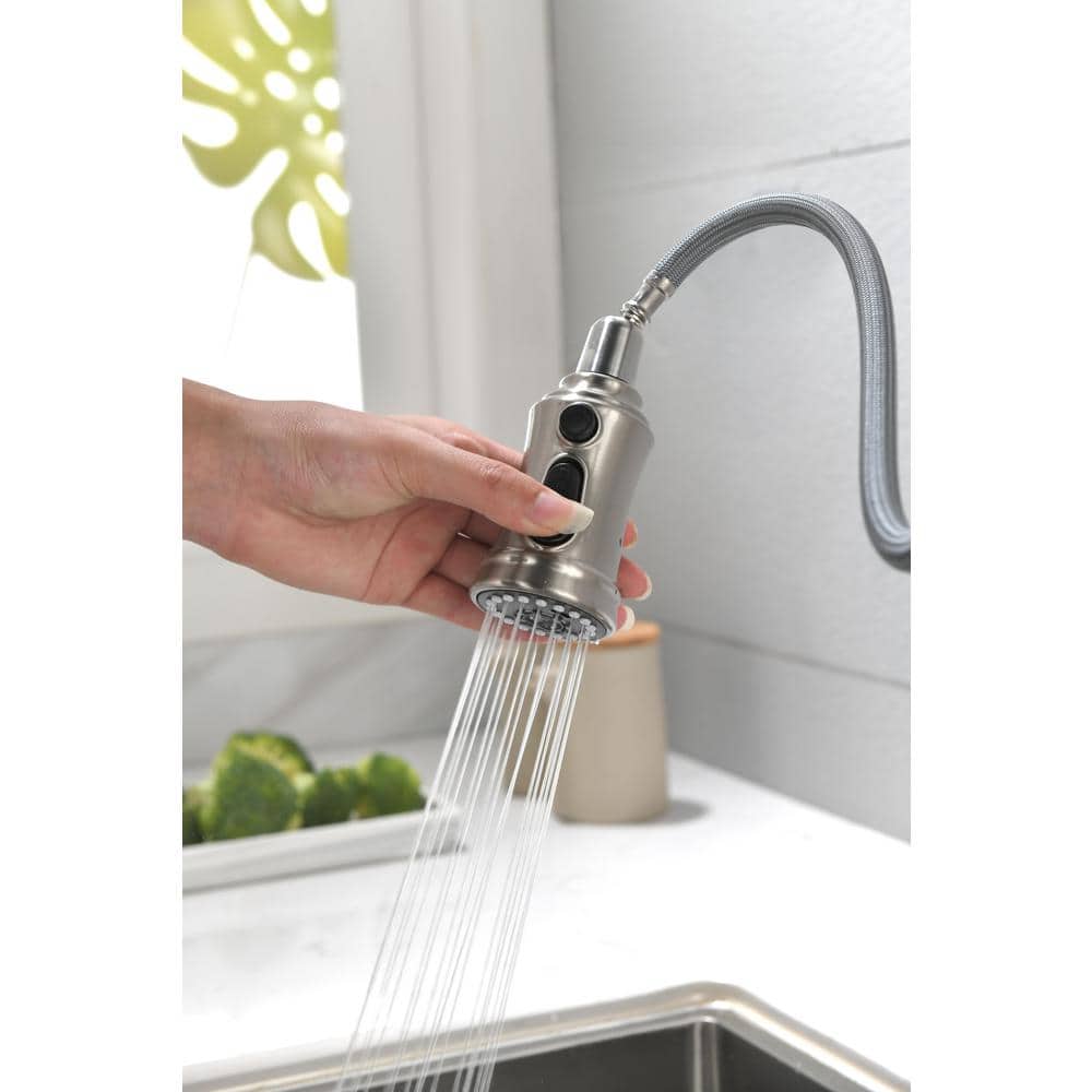  Single Handle High Arc Pull Out Kitchen Faucet, Single Level Stainless Steel Sink Faucets With Pull Down Sprayer