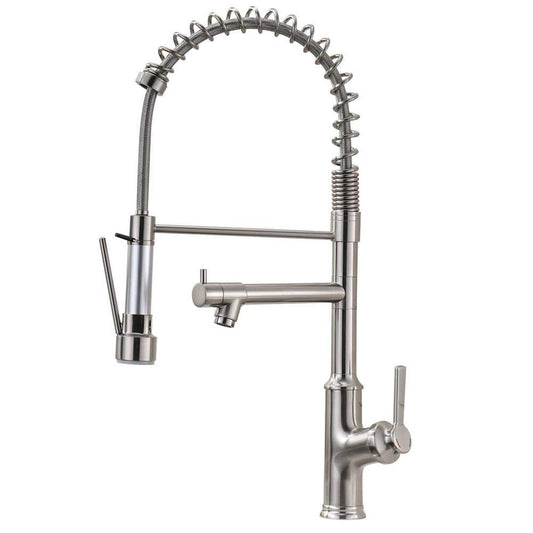  Kitchen Faucet With Pull Down Sprayer Brushed Nickel Stainless Steel Single Handle Kitchen Sink Faucets