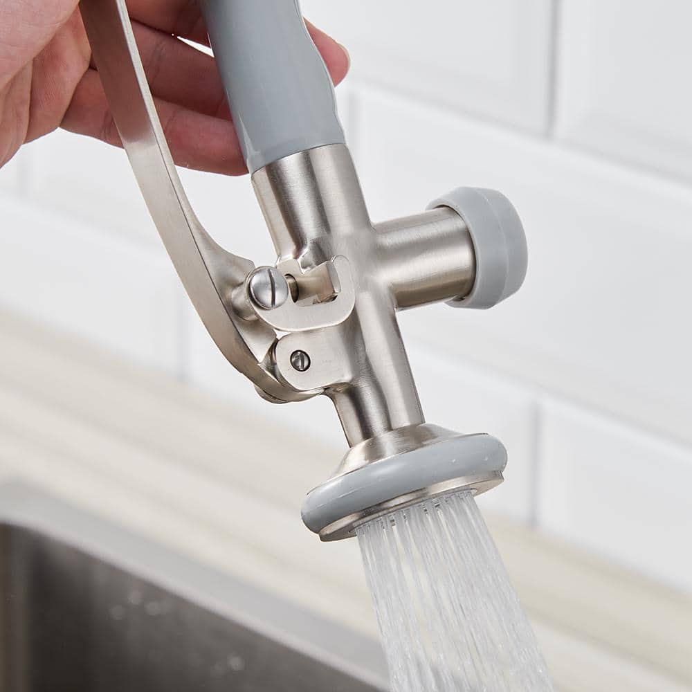  Commercial Kitchen Faucet Pull Down Sprayer Brushed Nickel, Single Handle Kitchen Sink Faucet