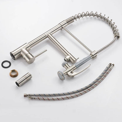  Commercial Kitchen Faucet Pull Down Sprayer Brushed Nickel, Single Handle Kitchen Sink Faucet