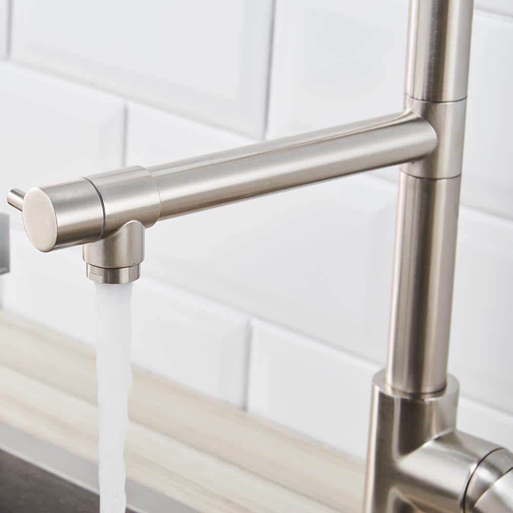  Commercial Kitchen Faucet Pull Down Sprayer Brushed Nickel, Single Handle Kitchen Sink Faucet
