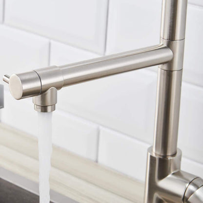  Commercial Kitchen Faucet Pull Down Sprayer Brushed Nickel, Single Handle Kitchen Sink Faucet