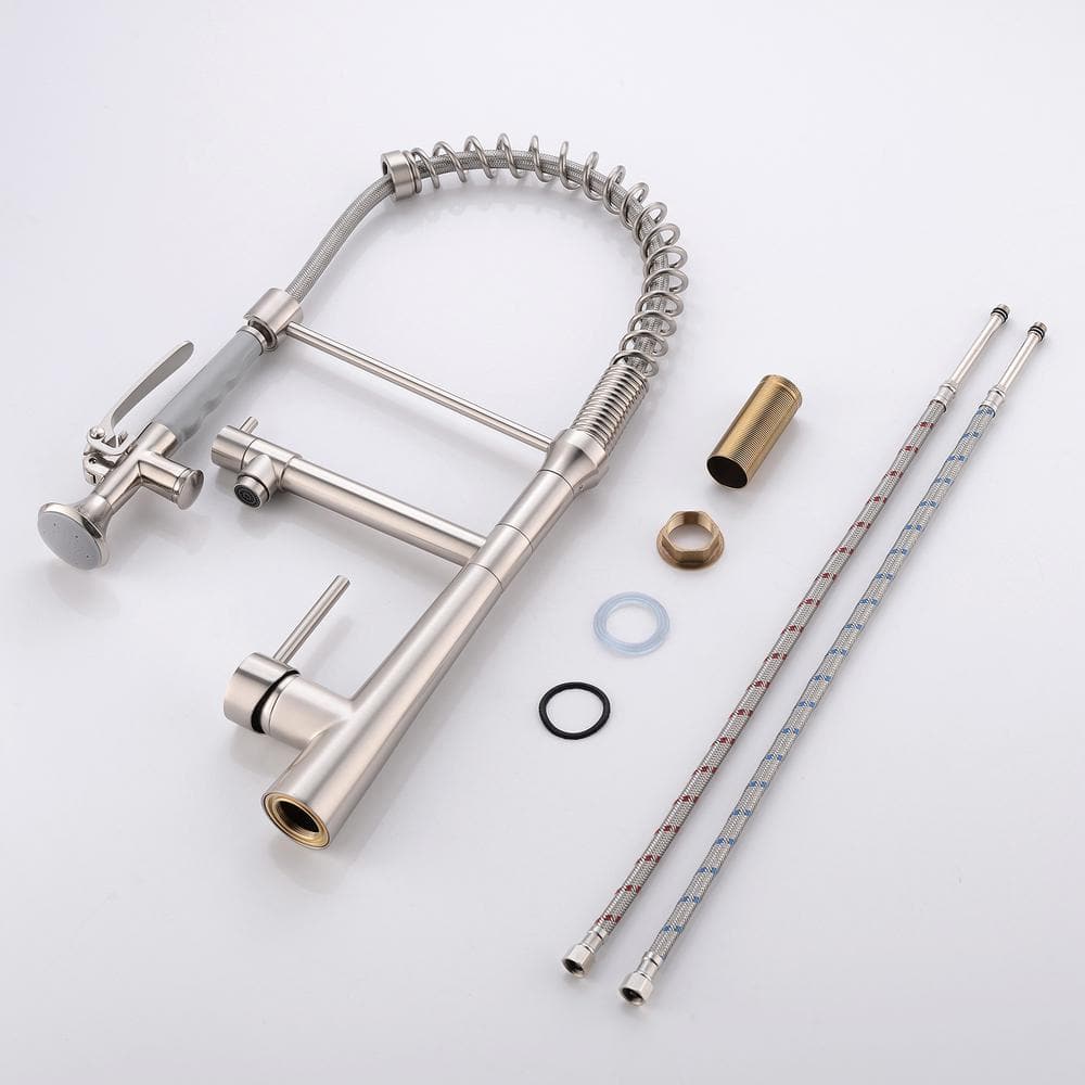  Heavy Duty Commercial Style Kitchen Sink Faucet, Single Handle Pre-Rinse Spring Sprayer Kitchen Faucets
