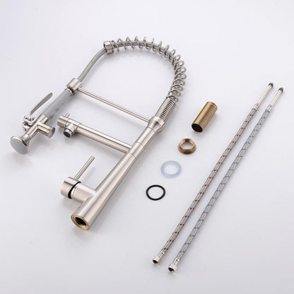  Heavy Duty Commercial Style Kitchen Sink Faucet, Single Handle Pre-Rinse Spring Sprayer Kitchen Faucets