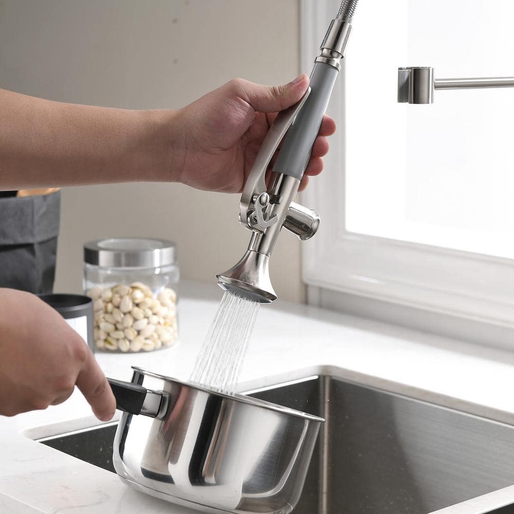  Heavy Duty Commercial Style Kitchen Sink Faucet, Single Handle Pre-Rinse Spring Sprayer Kitchen Faucets