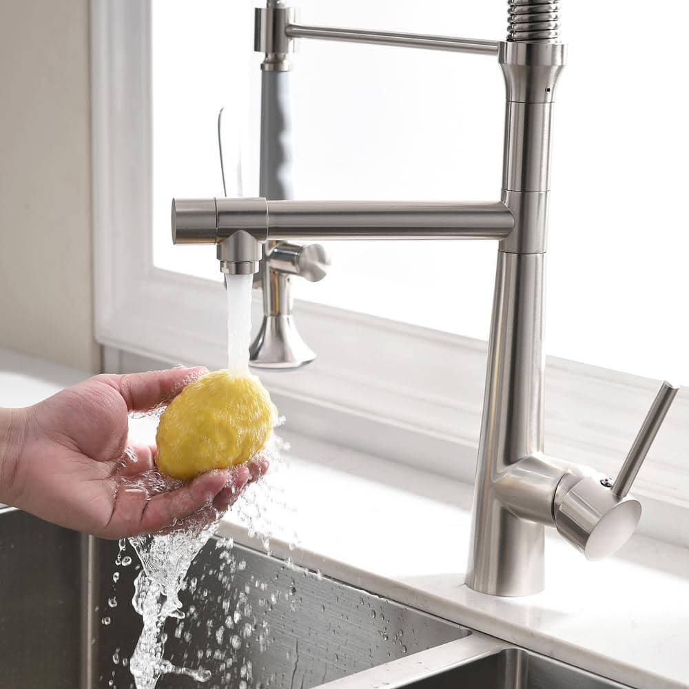  Heavy Duty Commercial Style Kitchen Sink Faucet, Single Handle Pre-Rinse Spring Sprayer Kitchen Faucets