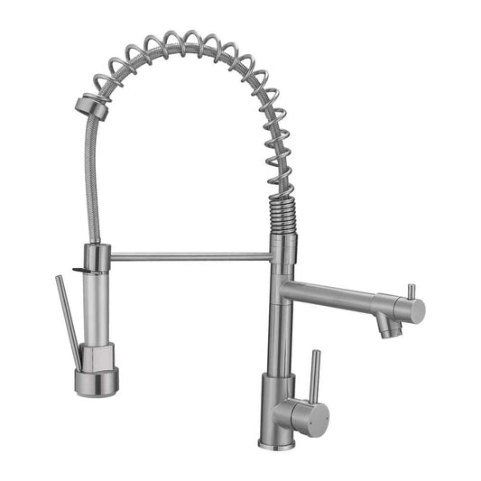  Commercial Kitchen Faucet With Pull Down Sprayer, Stainless Steel Single Handle Single Lever Kitchen Sink Faucet