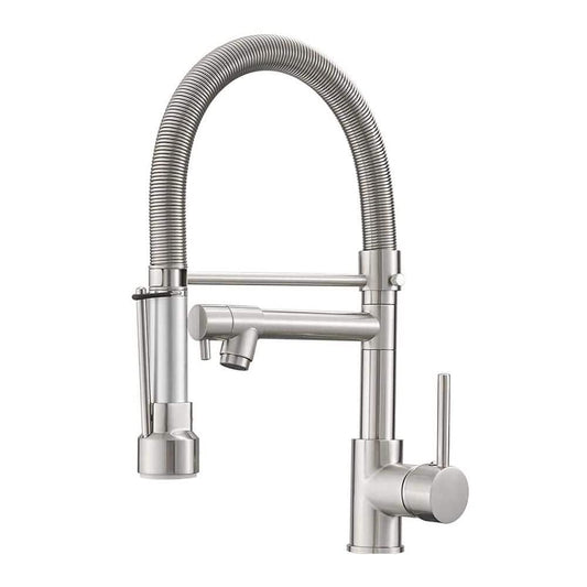  Brushed Nickel Touch 16.53 In. H Pull Down Sprayer Kitchen Faucet With 360 ° Spout Swivel