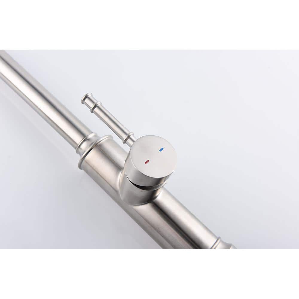  Single Handle Pull Down Sprayer Kitchen Faucet With Pull Down Sprayer In Brushed Nickel