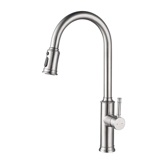  Single Handle Pull Down Sprayer Kitchen Faucet With Pull Down Sprayer In Brushed Nickel